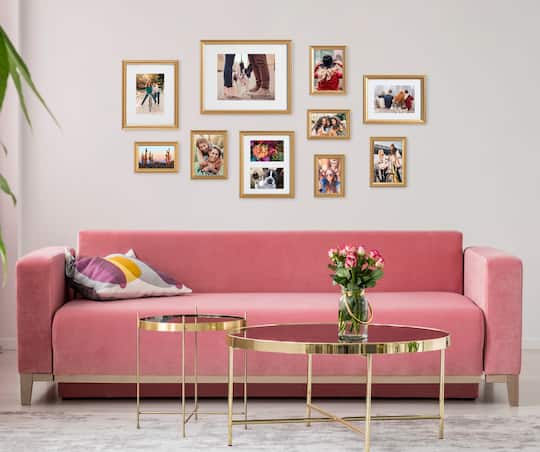 Kate and Laurel Gold Adlynn Glam Wall Picture Frame Set
